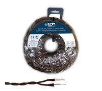Edm Carrete de cable paralelo textil trenzado H05VV-F 2 x 1,50 mm² marrón, 25 m