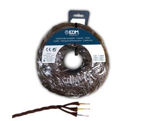 Edm Carrete de cable paralelo textil trenzado H05VV-F 3 x 1,50 mm² marrón, 25 m