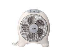 EDM Ventilador Box Fan de Suelo y Sobremesa, 5 Aspas Ø30.5 cm, 3 Velocidades, Temporizador 60 min, Blanco/Gris, 45W, 38.5x13x46 cm
