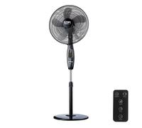 EDM Ventilador de Pie con Mando a Distancia, Negro, Ø40 cm, 3 Velocidades, Temporizador 7.5h, Cabezal Oscilante, 110-130 cm, 60W