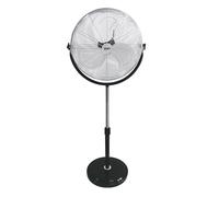 Edm Ventilador de Pie Industrial, Cromado/Negro, 120W, Ø50 cm, Altura Ajustable 118-148 cm, 3 Velocidades, Caudal 6660 m³/h, 65 dB