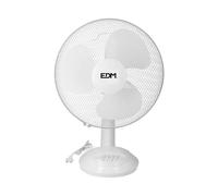 EDM Ventilador de Sobremesa Blanco, 35W, 53.4 dB, Aspas Ø30 x 48 cm, 3 Velocidades, Caudal 3588 m³/h, Cabezal Ajustable/Oscilante