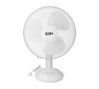 EDM Ventilador de Sobremesa Blanco, 45W, Aspas Ø40 cm, Caudal 5303 m³/h, 3 Velocidades, Cabezal Oscilante, Nivel de Ruido 54.14 dB
