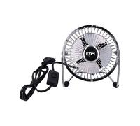 EDM Ventilador de Sobremesa Industrial Mini, Cromado, Ø10x15 cm, 4 Aspas, 525 m³/h, 15W, 54.7 dB, 220-240V, Oscilante