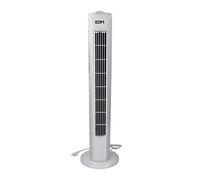 EDM Ventilador de Torre, 45W, 3 Velocidades, Oscilante, Caudal de Aire 1920 m³/h, 60dB Silencioso, Blanco, 21x78 cm