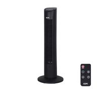 Edm - Ventilador de Torre con Mando a Distancia, 60W, Oscilante 60°, 3 Velocidades, Silencioso 54.8 dB, Depósito para Aromas, Color Negro, 28 x 78.3 cm