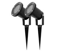 EDO 2 Focos de Jardín con Estaca para Tierra GU10 HORTUS Negro - Lámpara Proyector de Exterior Orientable, IP65 Impermeable, Luz de Aluminio para Terraza, Césped, Camino, Patio, Cable de 25 cm