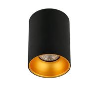 EDO Foco de Techo Superficie GU10 ZAMA Plafón Redondo - Reflector de Superficie, Lámpara de Techo Negro con Centro Dorado - Ø80x110mm 230V - Downlight de Aluminio para Dormitorio, Salón, Cocina