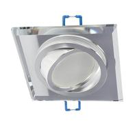 EDO Foco Empotrable CRYSTAL R Vidrio Templado Plateado Cuadrado Ajustable GU10 35W - Spot Empotrable Luz de Techo, Foco Techo Moderno para Salón Cocina Pasillo, sin Bombilla ni Portalámparas
