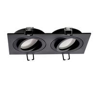 EDO Foco Empotrable Techo LED 2 Luz CERI Orientable Cuadrado Negro 35W - Luminaria Empotrada GU10, Spot Techo Moderno Iluminación Interior para Salón Cocina Pasillo Oficina sin Bombilla