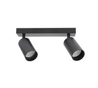EDO Focos de Techo GU10 con 2 Focos MALGA Negro Orientable, Lampara de Techo Interior Ajustables y Giratorios Moderno, Plafón para Salon, Dormitorio, Cocina, Sin Bombilla