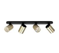 EDO Focos de Techo GU10 con 4 Focos MALGA ELEGANT Negra y Dorada Orientable, Lampara de Techo Interior Ajustables y Giratorios Moderno, Plafón para Salon, Dormitorio, Cocina, Sin Bombilla