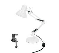 EDO Lámpara de Escritorio Infantil E27, Flexo Lamparas de Mesita de Noche con Base y Abrazadera PIXI Blanco Vintage Retro Lámpara de Mesa Ajustable para Oficina Sala Manicura Lectura y Dormitorio