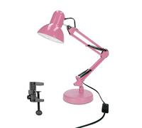 EDO Lámpara de Escritorio Infantil E27, Flexo Lamparas de Mesita de Noche con Base y Abrazadera PIXI Rosa Vintage Retro Lámpara de Mesa Ajustable para Oficina Sala Manicura Lectura y Dormitorio