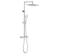 Edouard Rousseau Combidouche Otaki, cabezal de ducha orientable, brazo telescópico giratorio, flexible de 1,50 m, con mezclador termostático, seguridad antirgrietas, inversor integrado, cromado
