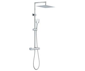 Edouard Rousseau Combidouche Otaki, cabezal de ducha orientable, brazo telescópico giratorio, flexible de 1,50 m, con mezclador termostático, seguridad antirgrietas, inversor integrado, cromado