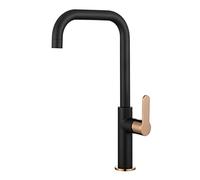 Edouard Rousseau - Grifo para fregadero Kanban - Mando y conector PVD, Tuerca de sujeción rápida a la mano - 377 (altura) x 189 (Saillie) mm - Negro/Rosa Gold