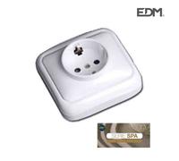 Edp 43152 base schuko tl superficie, serie spa, bolsa blister, blanc