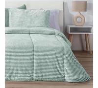 Edredón Comforter Lines Melange Jaspeado Rayas Turquesa Manterol - Cálido - Muy Suave y decoratvo.