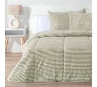 Edredón Comforter New Lines Melange Jaspeado Rayas Verde Manterol - Muy Suave y Cálido (150 cm)