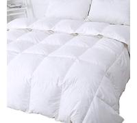 Edredón DUO-V HOME de plumas de ganso y plumón de lujo, 13,5 TOG, 100% algodón, antiácaros y resistente, en color blanco. , Ganso, Blanco, 200x200cm