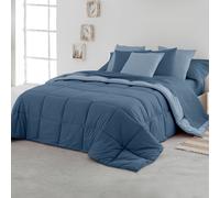 Edredon Nórdico Bicolor Tacto Pluma. Duvet Microfibra Reversible Cálido, Suave y Ligero. Cama individual / Matrimonio. Calidad 400 gr. Varias Medidas y Colores. Navy / light Bed 80/90 - 180x260 cm