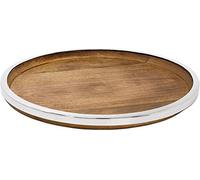 EDZARD Bandeja Cincinnati, Madera de Mango y Acero Inoxidable, diámetro 40 cm,