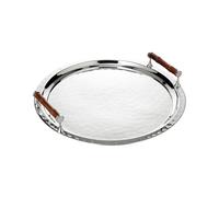 EDZARD Hugo - Bandeja (47 cm de diámetro, latón, niquelada con detalles de bambú, martillada, bandeja redonda, bandeja decorativa, bandeja grande, color plateado)