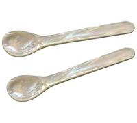 EDZARD Juego de 2 cucharas para caviar o huevos, nácar auténtico, longitud aprox. 12 cm, asa redondeada en la arriba, con caja de regalo