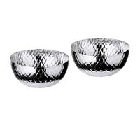 EDZARD Juego de 2 cuencos decorativos Ponza (diámetro de 15 cm, altura de 10 cm), diseño estampado, acero inoxidable pulido brillante, frutero plateado, cuenco para servir salón, decoración de mesa