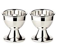 EDZARD Juego de 2 hueveras Classo (altura de 5 cm), color plateado pesado - Juego de vasos para huevos, hueveras plateadas, moderno soporte para desayuno y huevos, hueveras