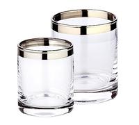 EDZARD Juego de 2 linternas Molly, Cristal soplado con Borde de Platino, Alturas 8 cm y 10 cm