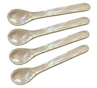 EDZARD Juego de 4 cucharas para caviar o huevos, nácar auténtico, longitud aprox. 12 cm, asa redondeada en la arriba, con caja de regalo