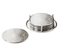 EDZARD Juego de 6 Posavasos Bruges (Ø 12 cm), Plateados | resistente al deslustre, posavasos de plata, platito, para vasos y velas, decoración de mesa