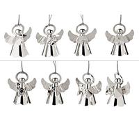 EDZARD Juego de 8 Adornos de árbol Ángel (H 5 cm), Plateados | con instrumentos distintos, decoración navideña, adorno para el árbol de Navidad, Adviento, figura de ángel