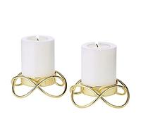 EDZARD Portavelas Bastia Gold Juego de 2 (Ø 10,5 cm, H 3 cm), Acero INOX. | soporte para velas pilar de Ø 6 cm, portavelas bajo y redondo, candelero en aspecto oro, set de 2, acero inoxidable