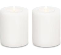 EDZARD Portavelas Cornelius Juego de 2 (H 9 cm, Ø 8 cm), Vela Permanente | como una vela pilar auténtica, nunca se consume, sin manchas de cera, para velas de té, color blanco, polietileno reciclable