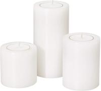 EDZARD Portavelas Cornelius Juego de 3 (H 6/8/10 cm, Ø 6 cm), Blanco | como una vela pilar auténtica, nunca se consume, sin manchas de cera, para velas de té, polietileno 100 % reciclable