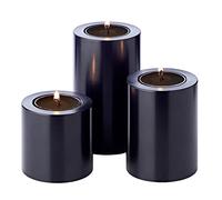 EDZARD Portavelas Cornelius Juego de 3 (H 6/8/10 cm, Ø 6 cm), Negro | como una vela pilar auténtica, nunca se consume, sin manchas de cera, para velas de té, polietileno 100 % reciclable