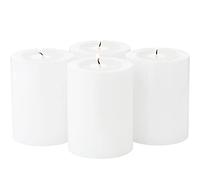EDZARD Portavelas Cornelius Juego de 4 (H 8 cm, Ø 6 cm), Vela Permanente | como una vela pilar auténtica, nunca se consume, sin manchas de cera, para velas de té, color blanco, polietileno reciclable