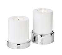 EDZARD Portavelas Luca Juego de 2 (Ø 11,5 cm, H 2,5/5 cm), Acero INOX. | soporte para velas pilar de Ø 10 cm, portavelas bajo y redondo, candelero en color plata, set de 2, acero inoxidable