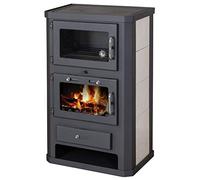 Estufa de leña con bandeja para horno y placa vitrocerámica, azulejos Victoria Comfort KF - 10 kW