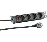 EFB 10" 1HE Regleta 4xCEE 7/3 con Interruptor, Aluminio, Gris