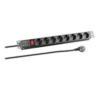 EFB-Elektronik Regleta de 19 Pulgadas, 8 enchufes CEE 7/3 con Interruptor, Aluminio, Color Negro