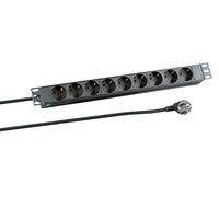 EFB-Elektronik Regleta de 19 Pulgadas, 9 enchufes CEE 7/3 sin Interruptor, en Aluminio, Color Negro