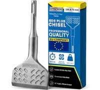 EffektWerk - Rascador SDS Plus - 165mm de largo, 75mm de ancho cincel para suelos/quita azulejos - Accesorio de aleación de acero 42CrMo para martillos perforadores y herramientas de picado