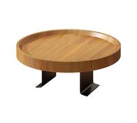 EffiFish Bandeja de madera con clip para sofá, mesa auxiliar estable para laptop, comidas, libros, parte superior ajustable de 30 x 30 cm (marrón claro)