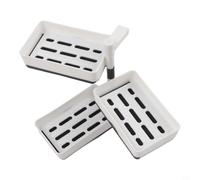 EffiFish Jabonera giratoria montada en la pared con almacenamiento multicapa, bandeja organizadora de baño de plástico sin perforaciones para un fácil acceso y drenaje, color blanco (tres capas)