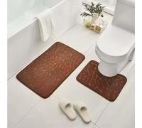 EffiFish Juego de 2 alfombras de baño de espuma viscoelástica con respaldo antideslizante, en forma de U para alfombrilla de contorno y rectángulo para baño, lavable a máquina (a)