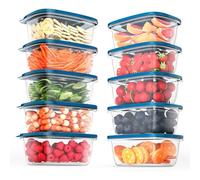 EFISH Juego de 10 Cajas Cubo Rectangulares de Plástico con Tapas,Cajas de almacenamiento de alimentos,conjuntos de contenedores de alimentos,contenedores.Para la escuela,1000ML